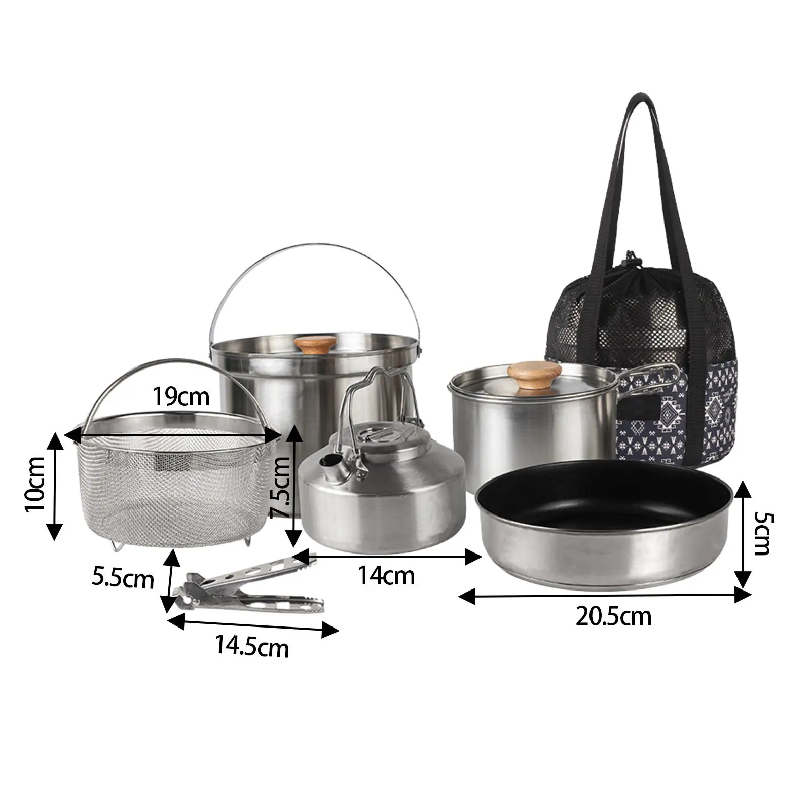 Camping Cookware Set Saucepan Practical Handle Bottle Opener Camping Pot And Net