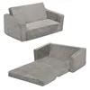 Delta Children Perfect Extra Wide Convertible Sofa to Lounger-Comfy 2-in-1 Flip Open Couch/Sleeper for Kids, Grey 1