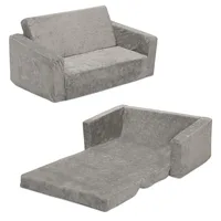 Delta Children Perfect Extra Wide Convertible Sofa to Lounger-Comfy 2-in-1 Flip Open Couch/Sleeper for Kids, Grey 1