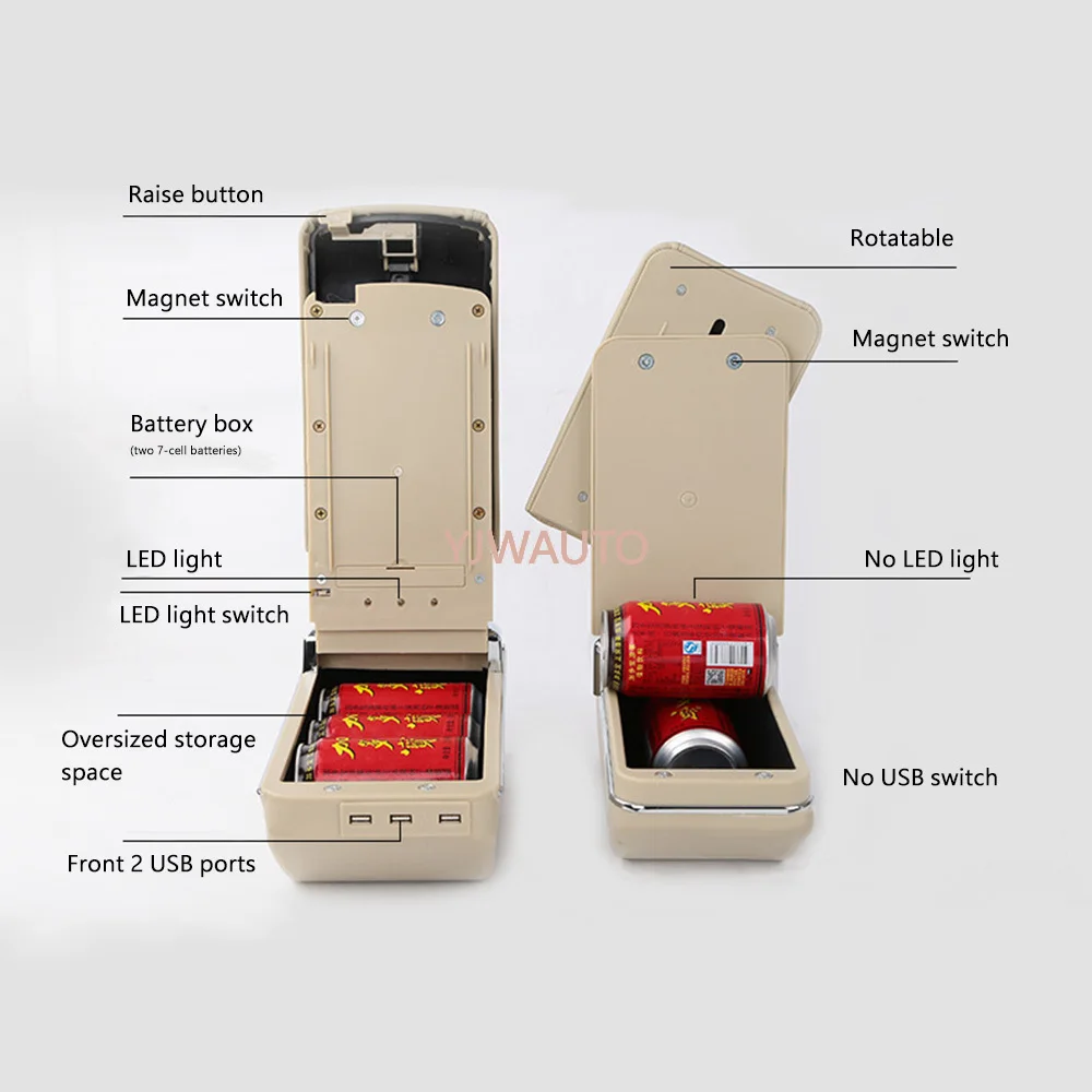 Armrest For Hyundai i10 Center Console Box Car Arm Rest Ashtray Storage Box with CUP Holder