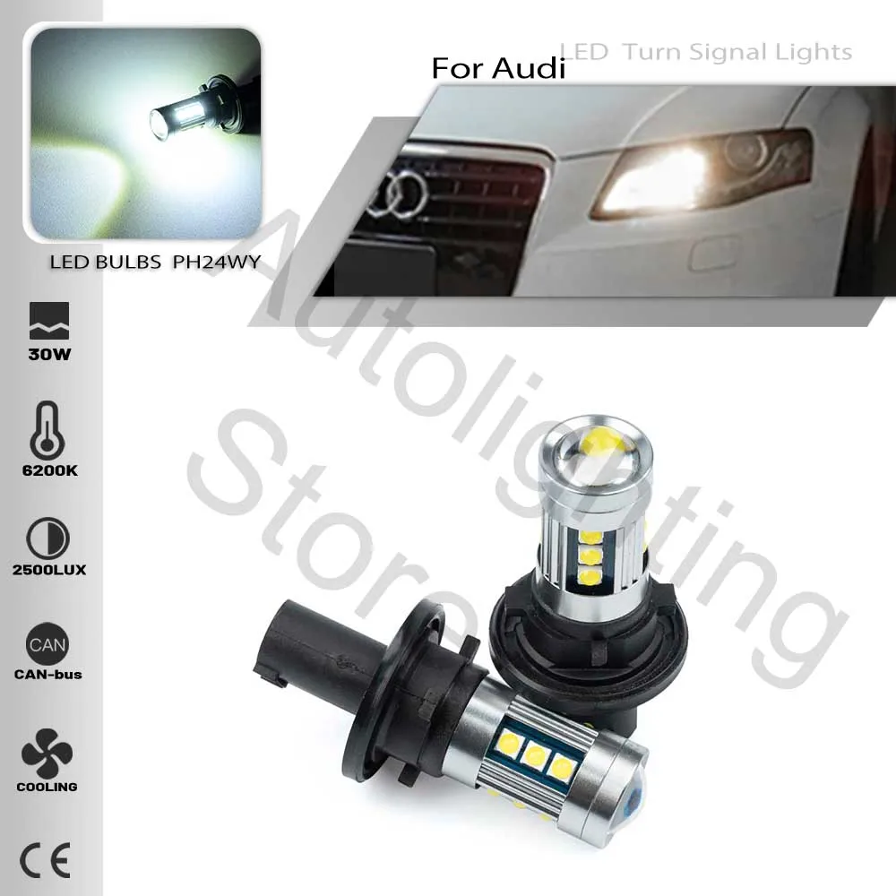 2x Canbus PH24WY SPH24 LED Bulbs Front Turn Signal Light For Audi A4 S4 ...