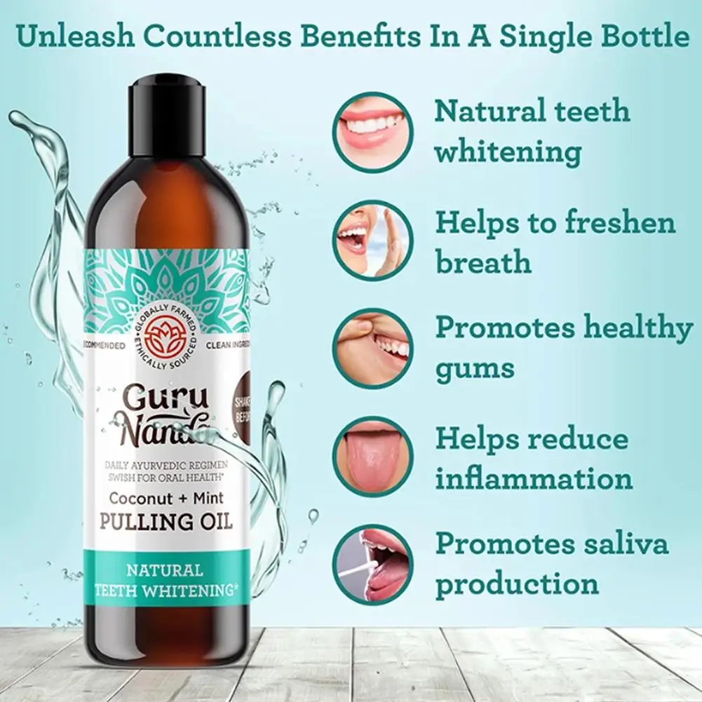 Coconut Pulling Oil Natural Essential Oils Vitamin Mouthwash Gum Breath Alcohol Health Fresh Free Whitening Teeth Q2B6