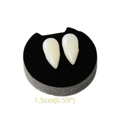 Realistic Vampire Fangs with Dental Adhesive for Halloween Costumes and Cosplay (15mm 1Pcs)
