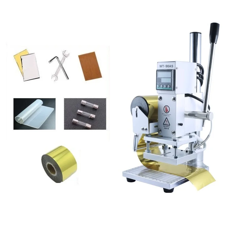 Hot Stamping Machine for Leather Embossing Small Manual Digital Logo Leather PVC Card Papers Hot Branding Machine Tools WT-90DS
