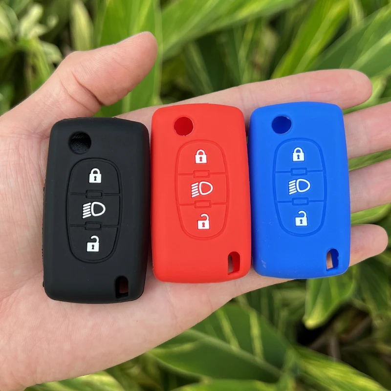 Key Case Key Case Cover Car Key Shell Silicone Rubber Car Key Cover Case Protect For Citroen C2 C4 C5 Picasso Xsara C6 C8 Folding 3 Button Key Accessories