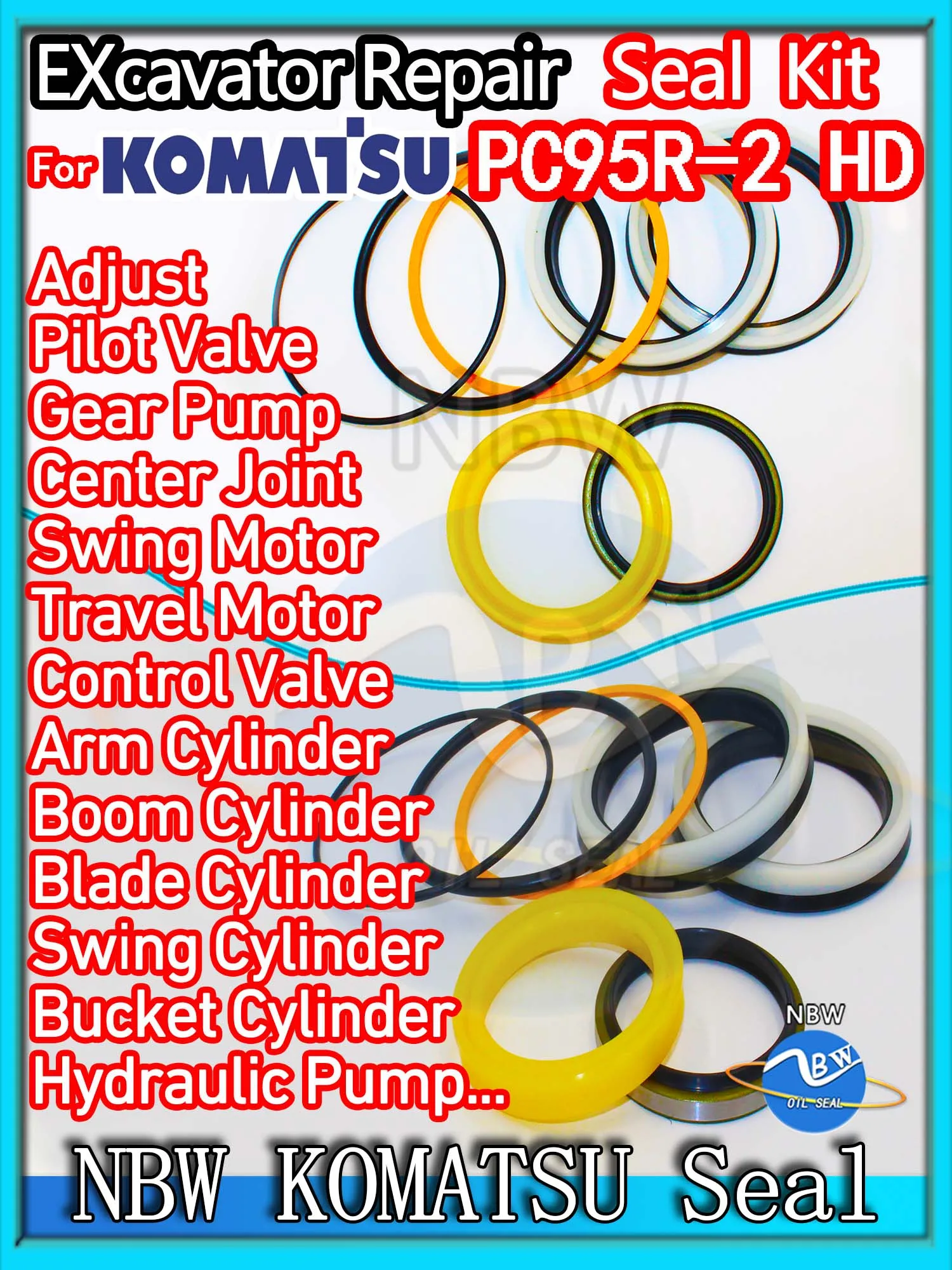 

For KOMATSU PC95R-2 HD Excavator Oil Seal Kit High Quality Repair PC95R 2 HD Pack Heavy Master Excavating Machinery Maintenance