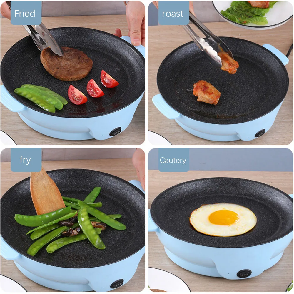 Description Picture 3 of itemMultifunction Electric Frying Pan Skillet Non-Sticky Grill Fry Baking Roast Pan Cooker Steak Barbecue Cooking Kitchen Tool 220V