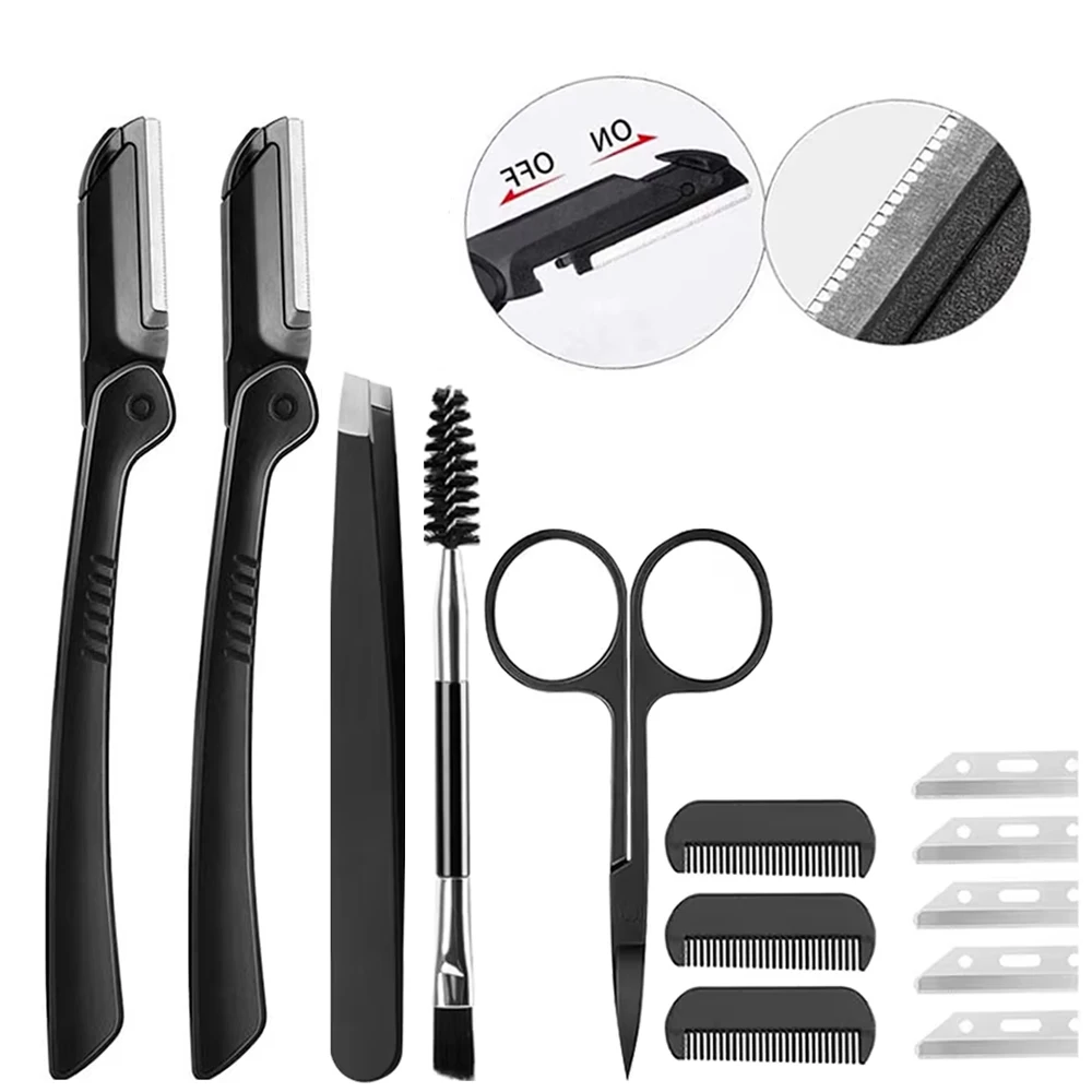 Eyebrow Razor Set Multipurpose Face Razors 15pcs For Women And Men Dermaplaning Easy To Use Cutter Shaver Blades Makeup Tool