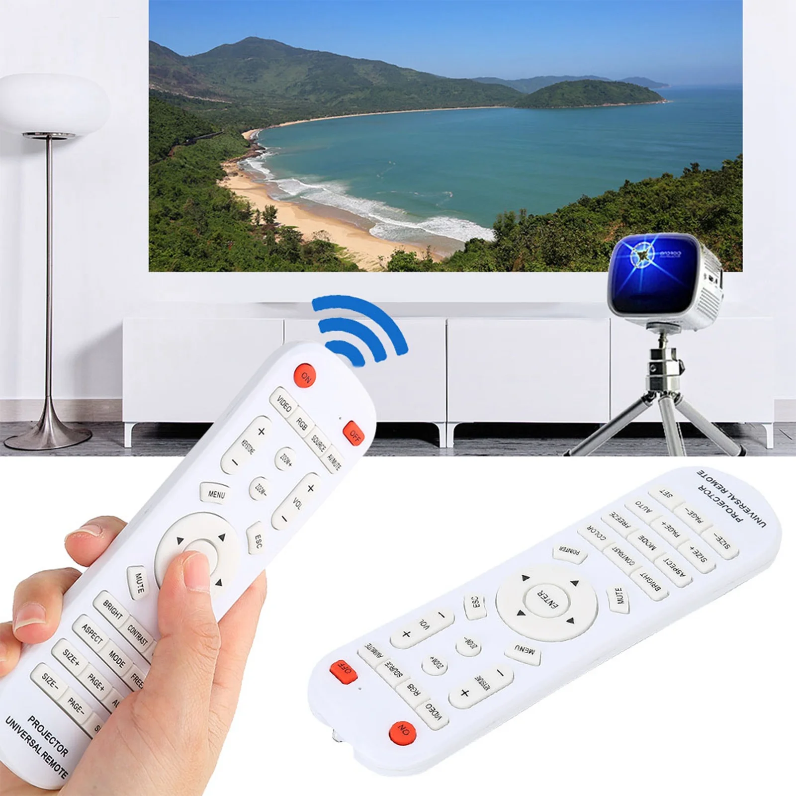 Projector Remote Contol Projector Remote Remote Control Replacement White Remote Control Controller Replacement for Projector