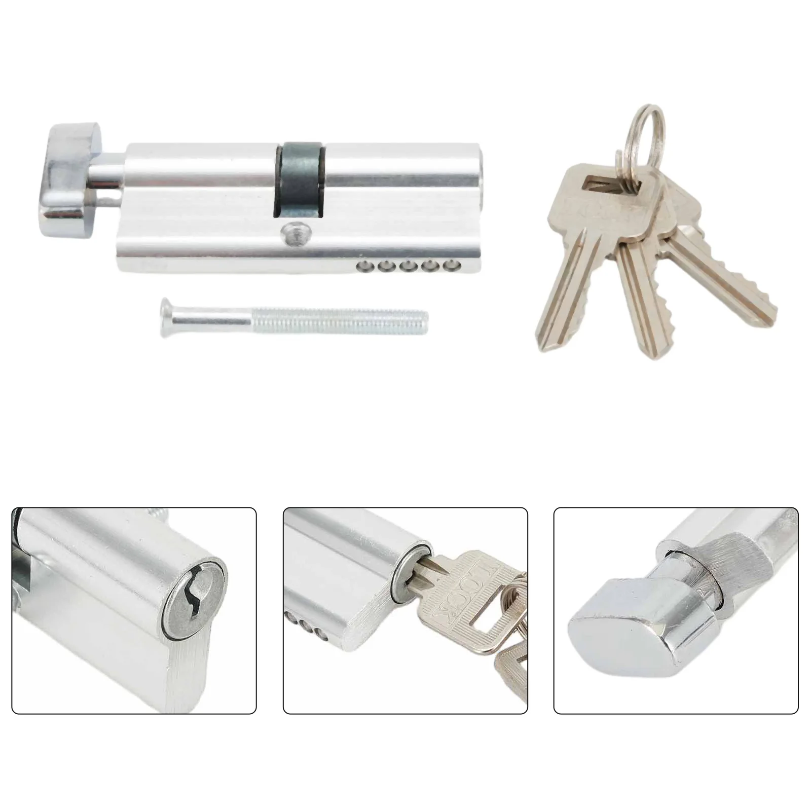 Door Locks Cylinder Thumb Turn Cylinder Lock Anti Pick 35/35 3 Keys Aluminum Alloy Home Hardware Lock Accessories