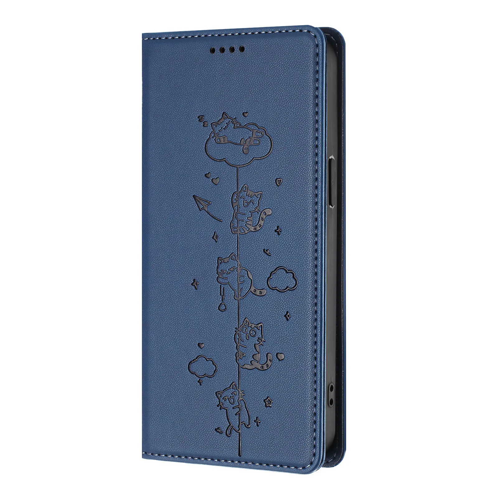 Chic Cat Phone Case: Magnetic Leather Flip Cover with Card Holder