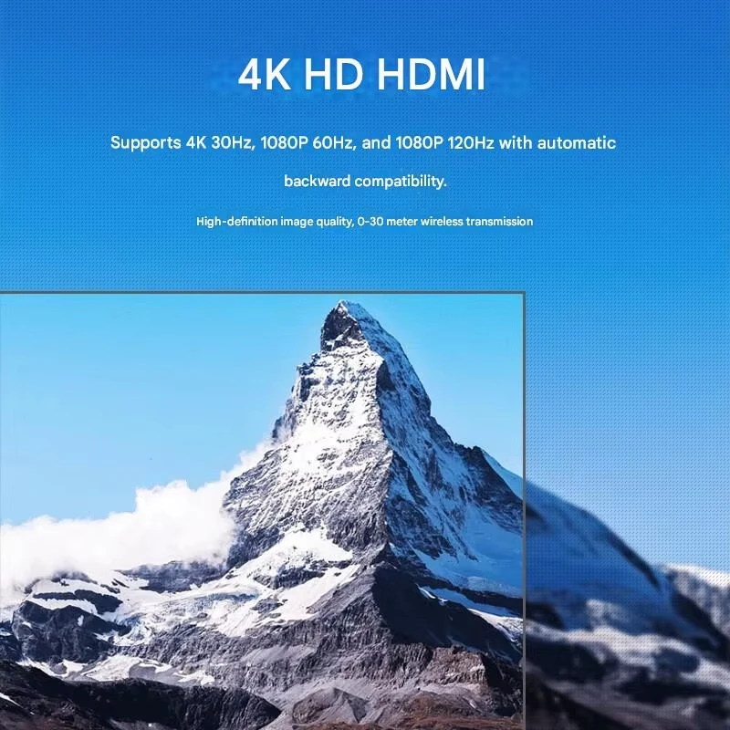완전 새 상품 PeakDo 4K 무선 HDMI 송수신기, 스트리밍, 게임, 회의용 4K 입력 및 4K@30Hz 출력 지원