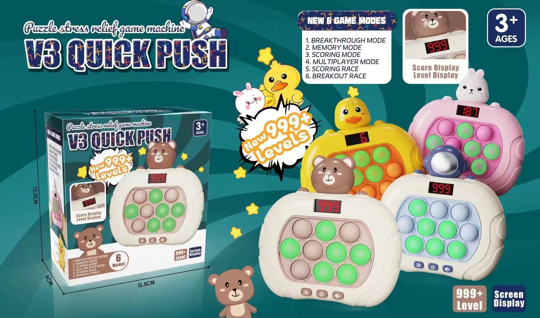 Console de jeu électronique Pop Light Quick Push avec écran LED, jouets  Fidget pour adultes et enfants, cadeaux de Noël et d'Halloween, 999  recyclable - AliExpress