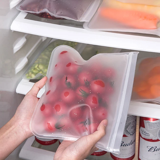 Conteneurs étanches en Silicone pour le stockage des aliments, réutilisables, à fermeture éclair 3