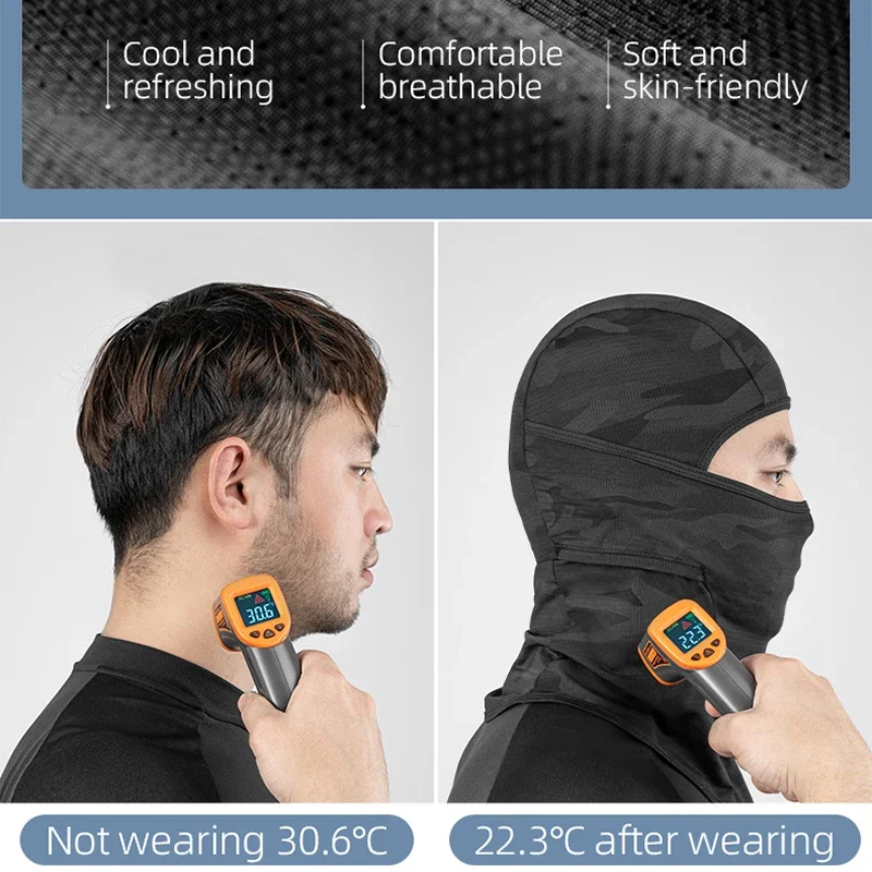 Summer Ice Silk Mask, UV Protection Cycling Mask, Balaclava, Cool neck Gaiter Hood, Breathable, Fishing Motorcycle, Balaclava Hat, Sun Protection Mask