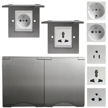 Universal Stainless Steel Wall Mount Panel Socket 13A 1/2 Gang Switch Computer Socket Telephone Socket for Home Office
