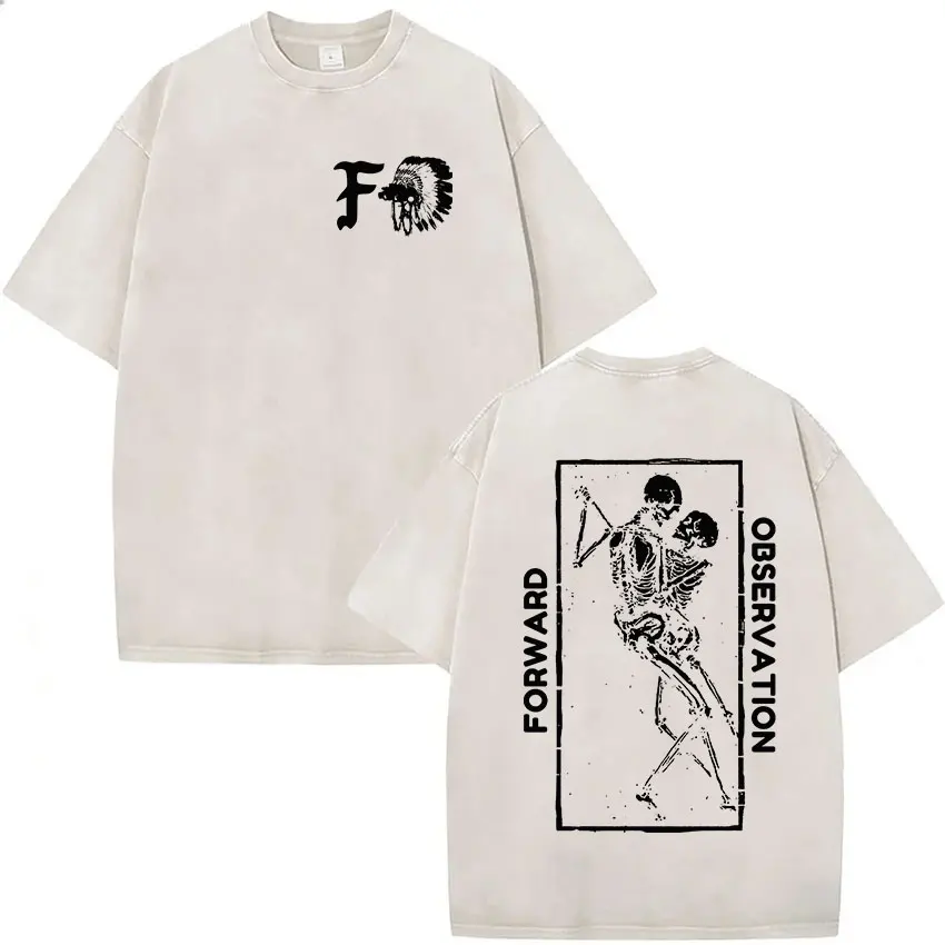 2026 Bestseller Forward Observations Group Vintage Washed T-Shirt Herren Klassisches Skelett Punk Grafik Oversized T-Shirt Streetwear
