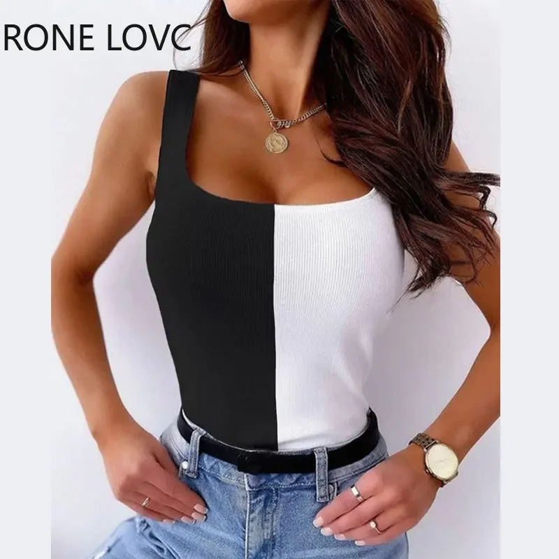 

2023 женская повседневная майка без рукавов на толстых бретельках в стиле пэчворк, женские сексуальные вязаные топы на бретельках