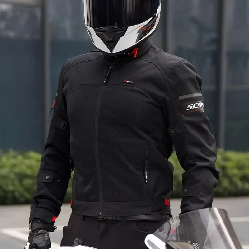 오토바이 라이딩 재킷 CE 보호 남성 여름 통기성 메쉬 나이트 사이클링 장비 오토바이 운전자 의류 600D 옥스포드 JK328