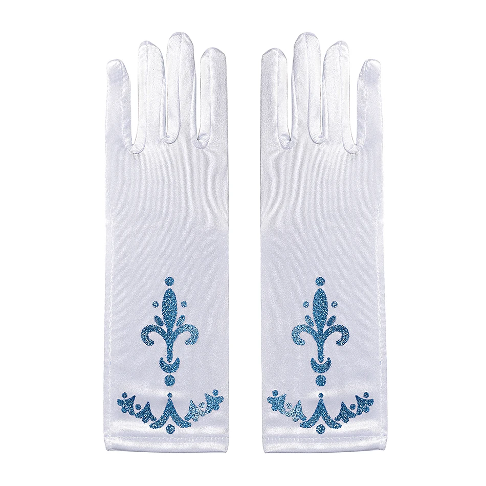 Princess Accessories Gloves Snow Queen Cosplay Pearl Bow Gloves Cinderella Elsa Princess Girl Snow White Wednesdy Accessories princess accessories set,girls satin gloves