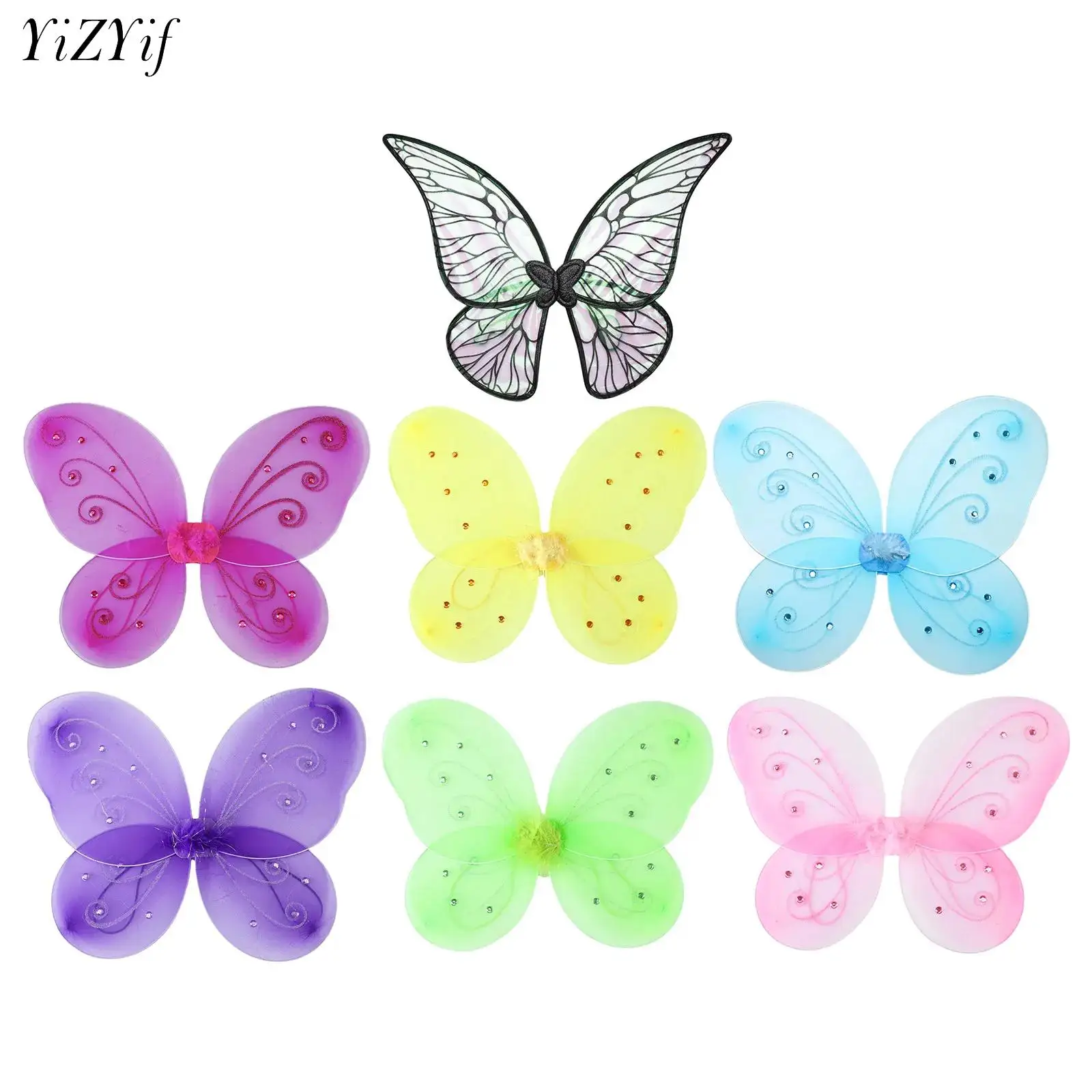 

Princess Butterfly Wings Costume Prop Kids Adult Gradient Fairy Elf Angel Butterfly Wing Halloween Cosplay Dress Up Party Props