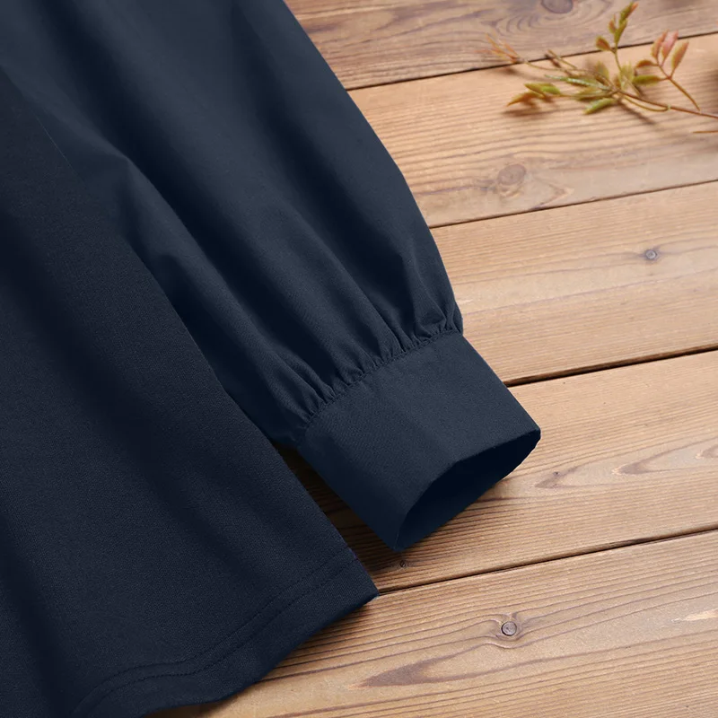 Zanzea Feminino Solto Casual Elegante Chemise Primavera Manga Comprida Blusa Retalhos O-pescoço Cor Sólida Mujer Botão Férias 15 Weddings & Events