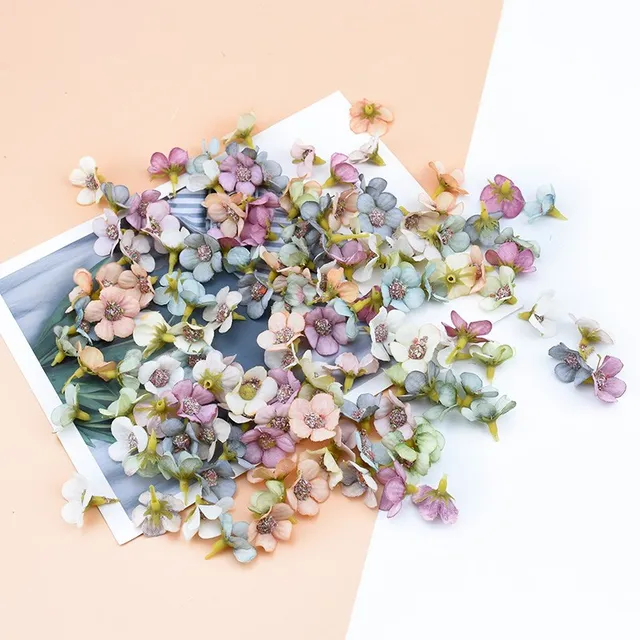 Mini mur de fleurs artificielles pour couronne, scrap de mariage, décoration d'intérieur, guirxiété de bricolage, coiffure multicolore, détruire AndrHead, 50 pièces, 2cm 5
