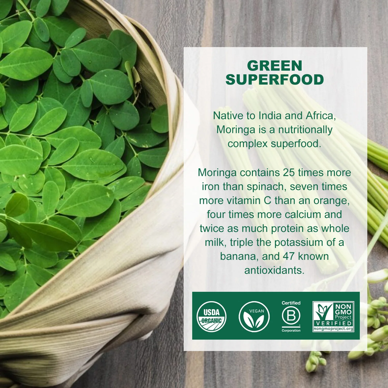 Energy Booster Organic Moringa Capsules Relieve Joint Pain and Promote Energy Production