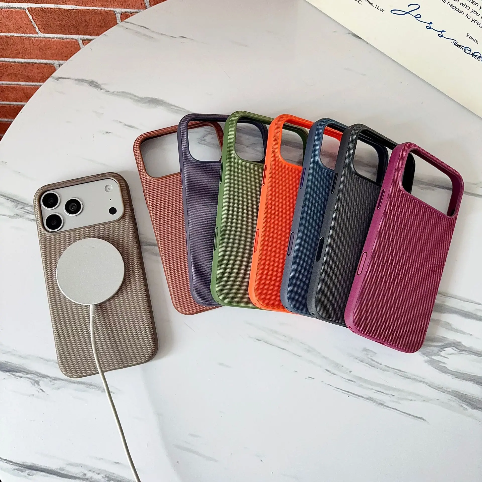 Luxury Techwoven Fabric Magnetic Phone Case - Premium Shockproof Hard Cover with Magsafe Compatibility