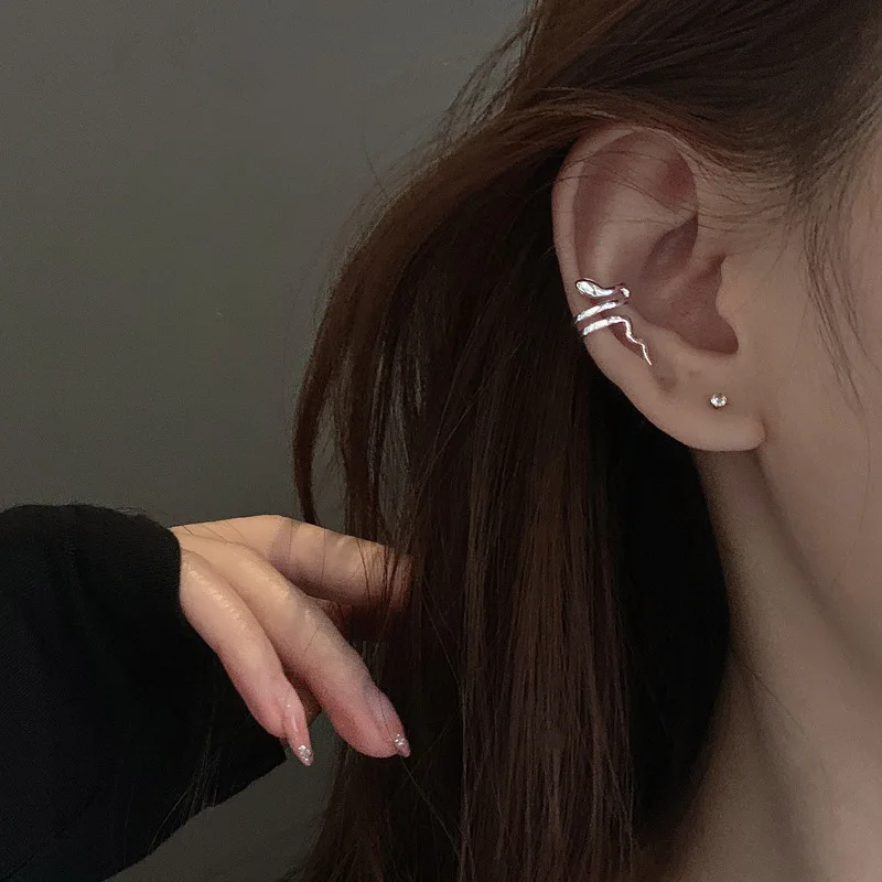 1pc Silver Snake Ear Cuff Non-Piercing Ear Clip Earrings for Women Men Fake Cartilage Earring Cuff Trend Jewelry