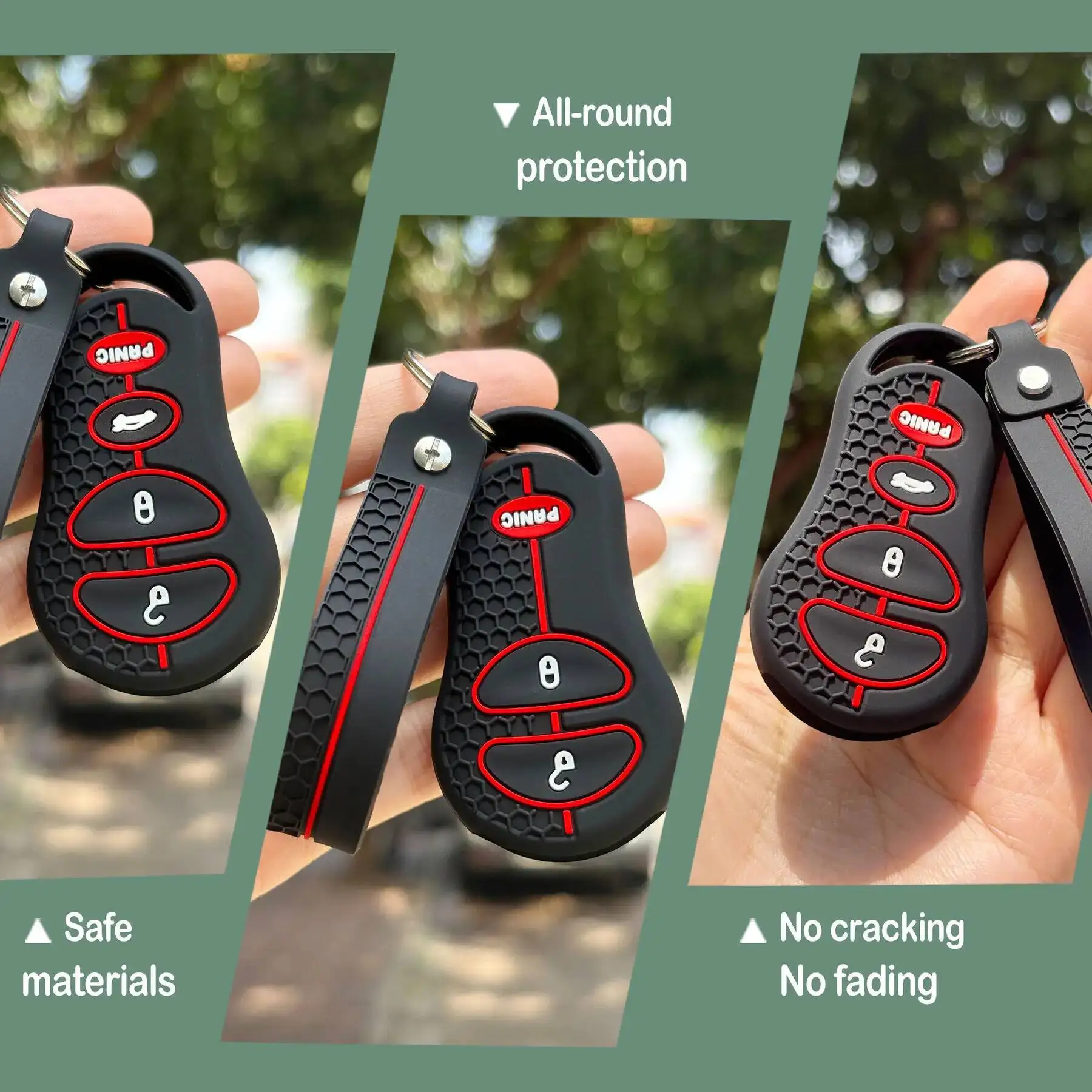 Premium Key Fob Protector with Caps for Chrysler, Jeep, and Dodge