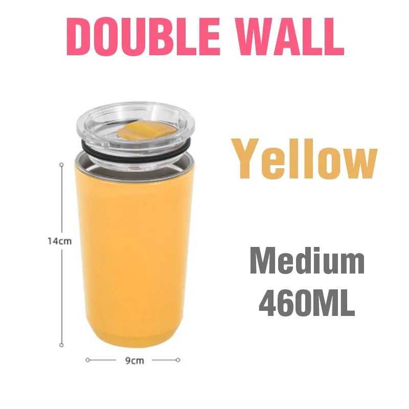 KEMORELA paslanmaz çelik su bardağı 460ml kahve kupa vakum kapak ve içme deliği ile isıya dayanıklı ev seyahat açık hediyeler için