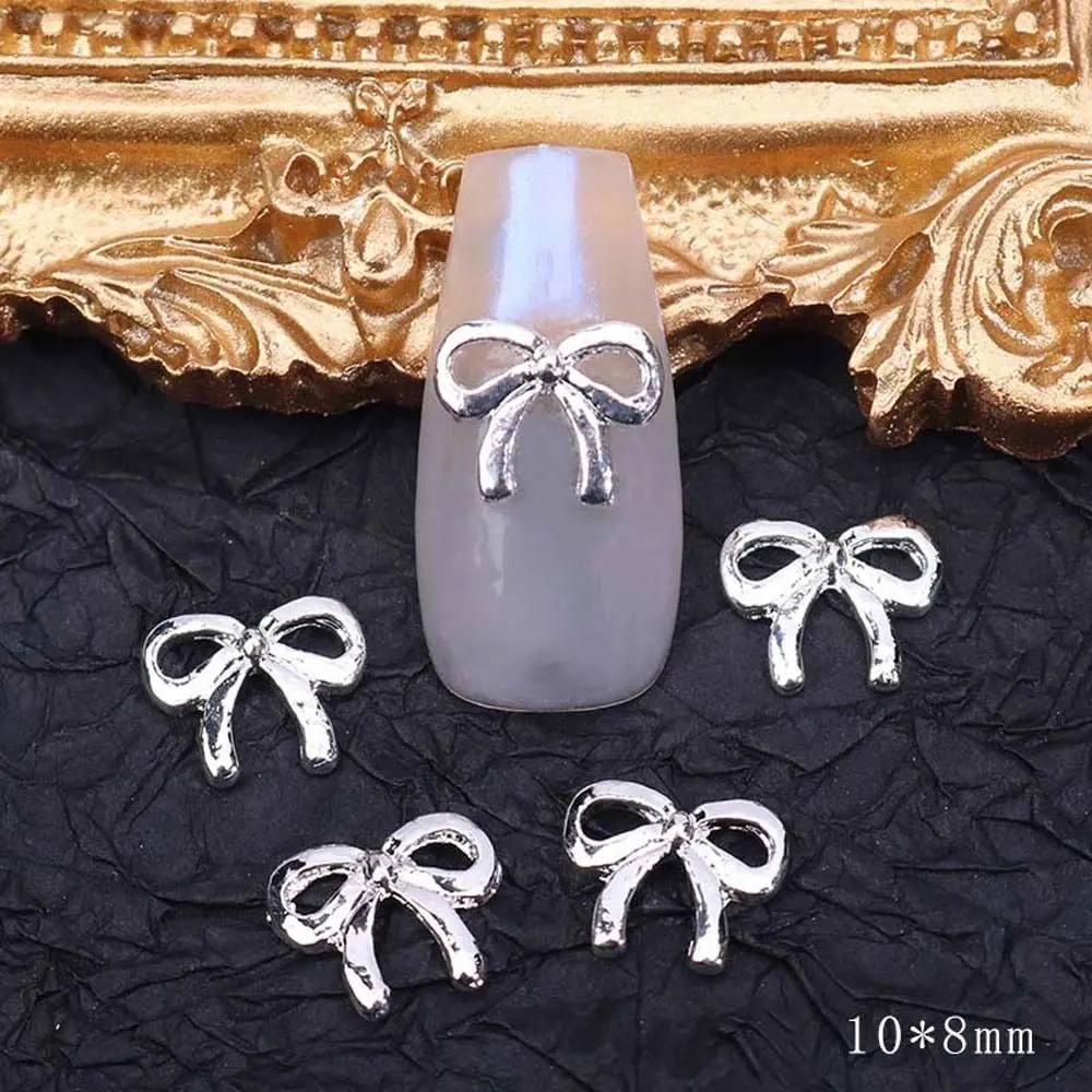 Gold Silver Flowers Manicure Accessories Nail Rhinestones Nail Art Jewelry Bow Nail Decorations 3D Nail Art Drills