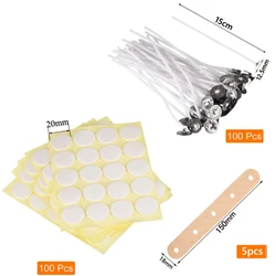 Waxed Cotton Candle Wicks Set with Stand - Smokeless Candle Making Essentials (Set B 15cm)