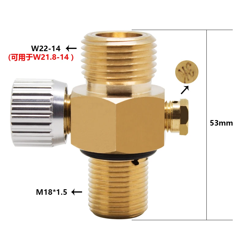 Vanne de réservoir de CO2 Paintball avec filetage marche/arrêt M18 * 1.5, filetage de sortie W21.8-14, costume pour Aquarium