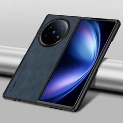 Embossed Texture Retro Leather Matte Case with Anti - Fingerprint Camera Protector - VIVO X Fold3 (Blue)