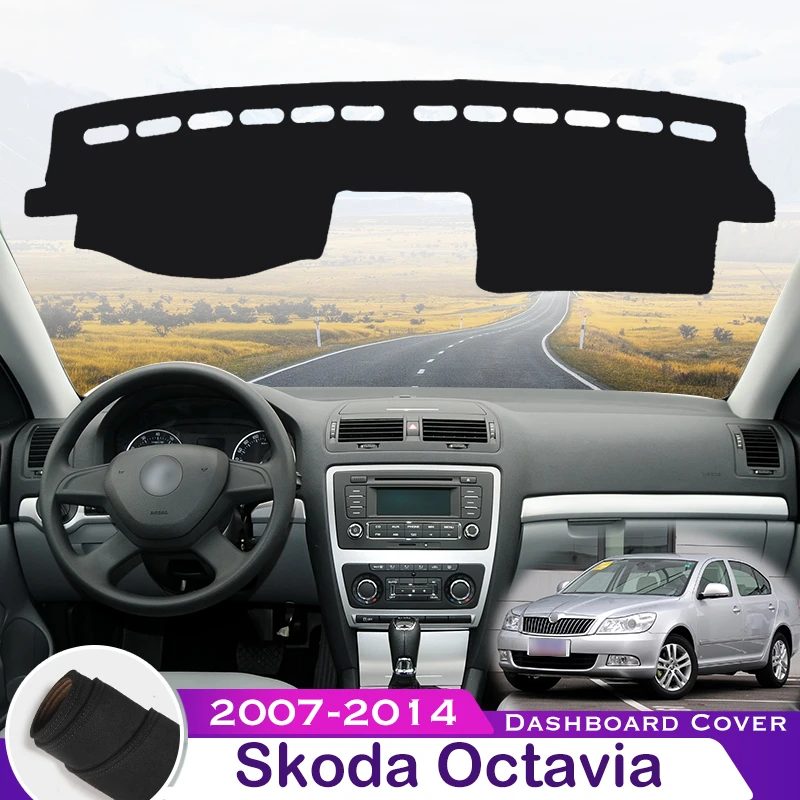 For Skoda Octavia 2 A5 MK2 1Z 2007-2014 Car Dashboard Avoid Light Pad Instrument Platform Desk Cover Mat Carpets Protective 2013 car umbrella shade