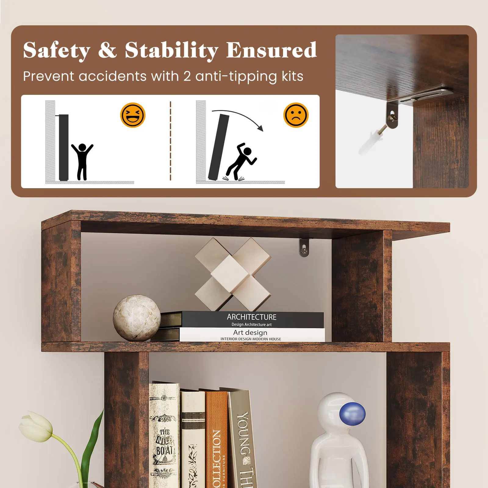 6-Tier S-Shaped Bookshelf 4