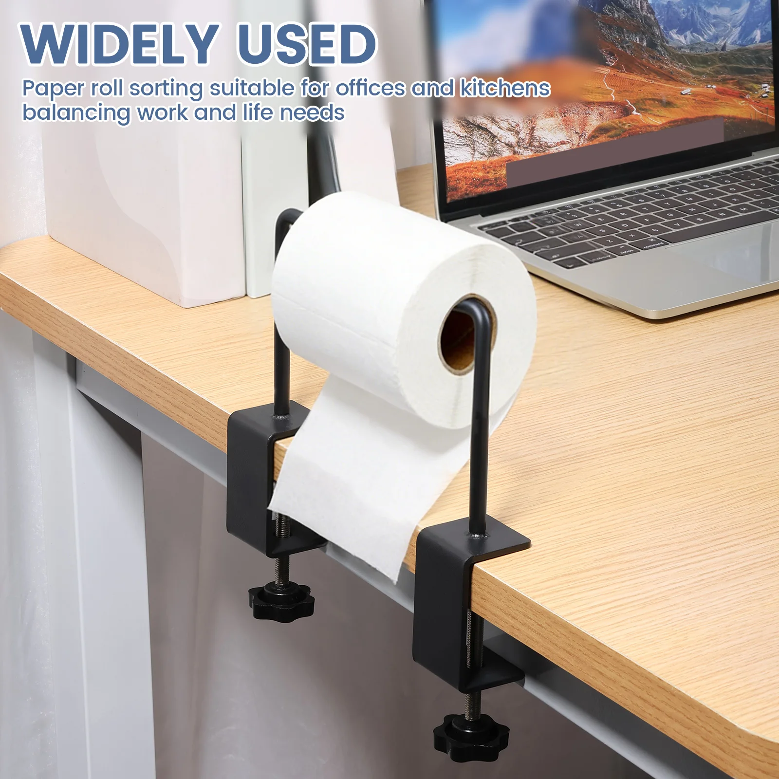 Paper Roll Holder Metal Adjustable Craft Paper Roll Holder Tabletop Dispenser Clip On Desk Paper Roll Dispenser for Dining Table