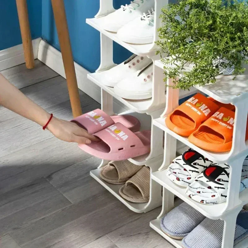 9-Layer Doorway Shoes Organizer Space-saving Narrow Shoe Storage Rack Wall Corner Stackable Plastic Shoes Rack Bedroom Furniture 3