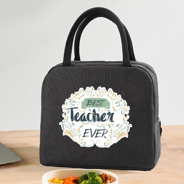 Insulated Lunch Bag  Zipper Cooler Tote Thermal Bag Lunch Box  Canvas Food Picnic Lunch Bags for Work Handbag Teacher Pattern 4Teacher007