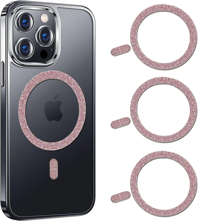 Sparkling Magnetic Ring Stickers: Wireless Charger & Phone Holder Enhancement Set (3-Pack)