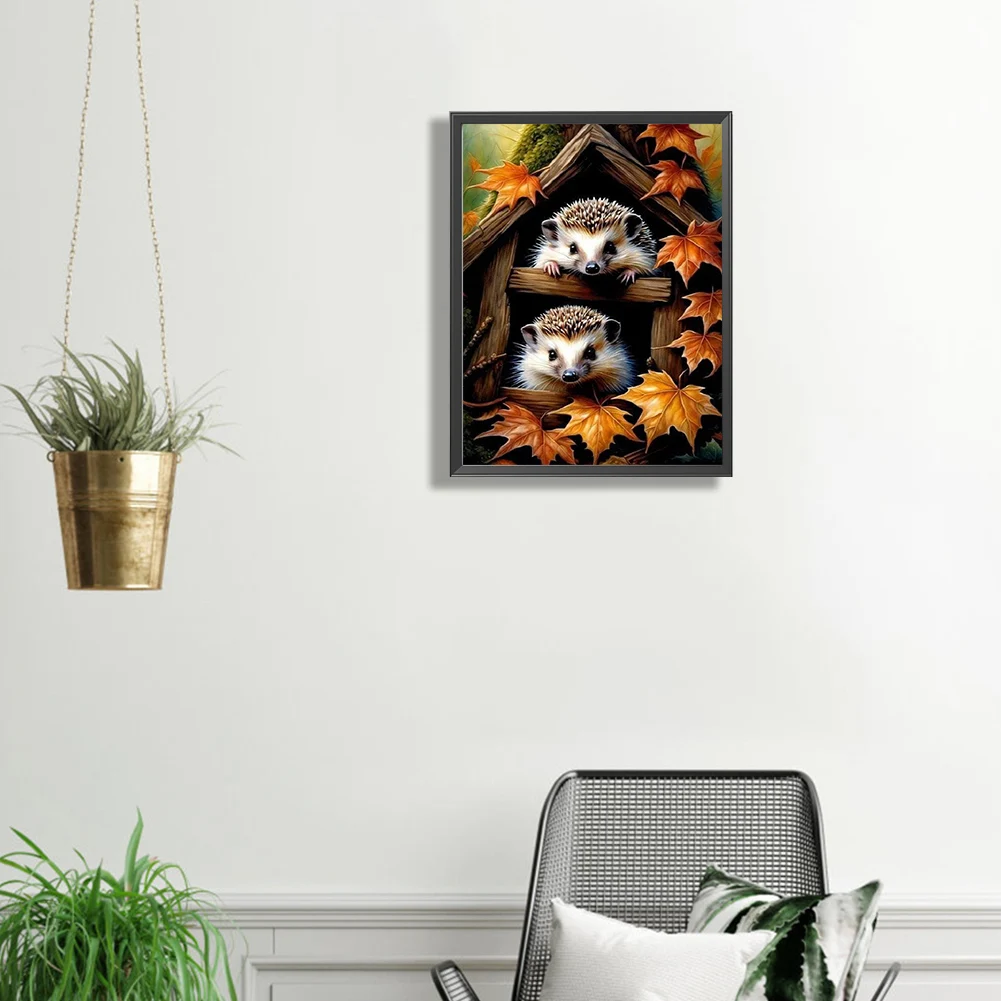 5D DIY Full Square Drill Diamond Painting Woodland Hedgehog Kit Decor 30x40cm, diamond painting,diamond art painting kit,diamond painting set