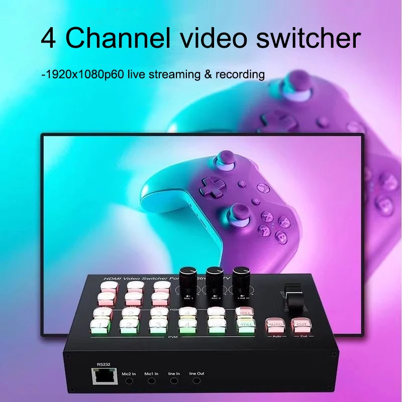 Switcher Video Multicamera 4K A 4 Canali - Per Streaming Live, Produzione, Mixer Con Ingressi USB-C
