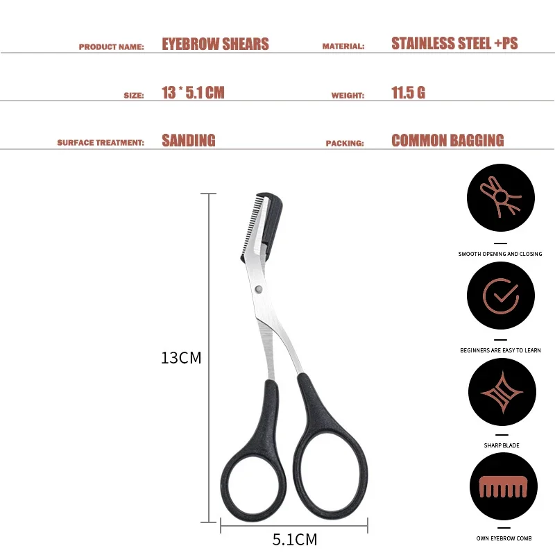 Description Picture 6 of itemEyebrow Trimmer Scissor Beauty Products for Women Eyebrow Scissors with Comb Eyebrow Shaver Makeup Tools Beauty Scissors