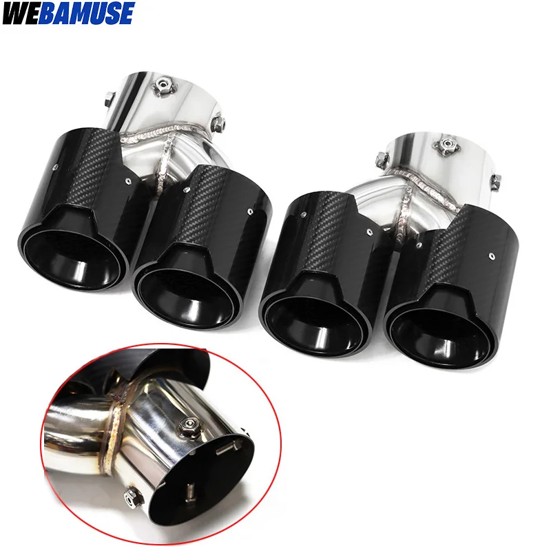 Car Exhaust Pipe Carbon Fiber Four Exhaust Tip For BMW M340i G20 G21-Muffler Tailpipe System