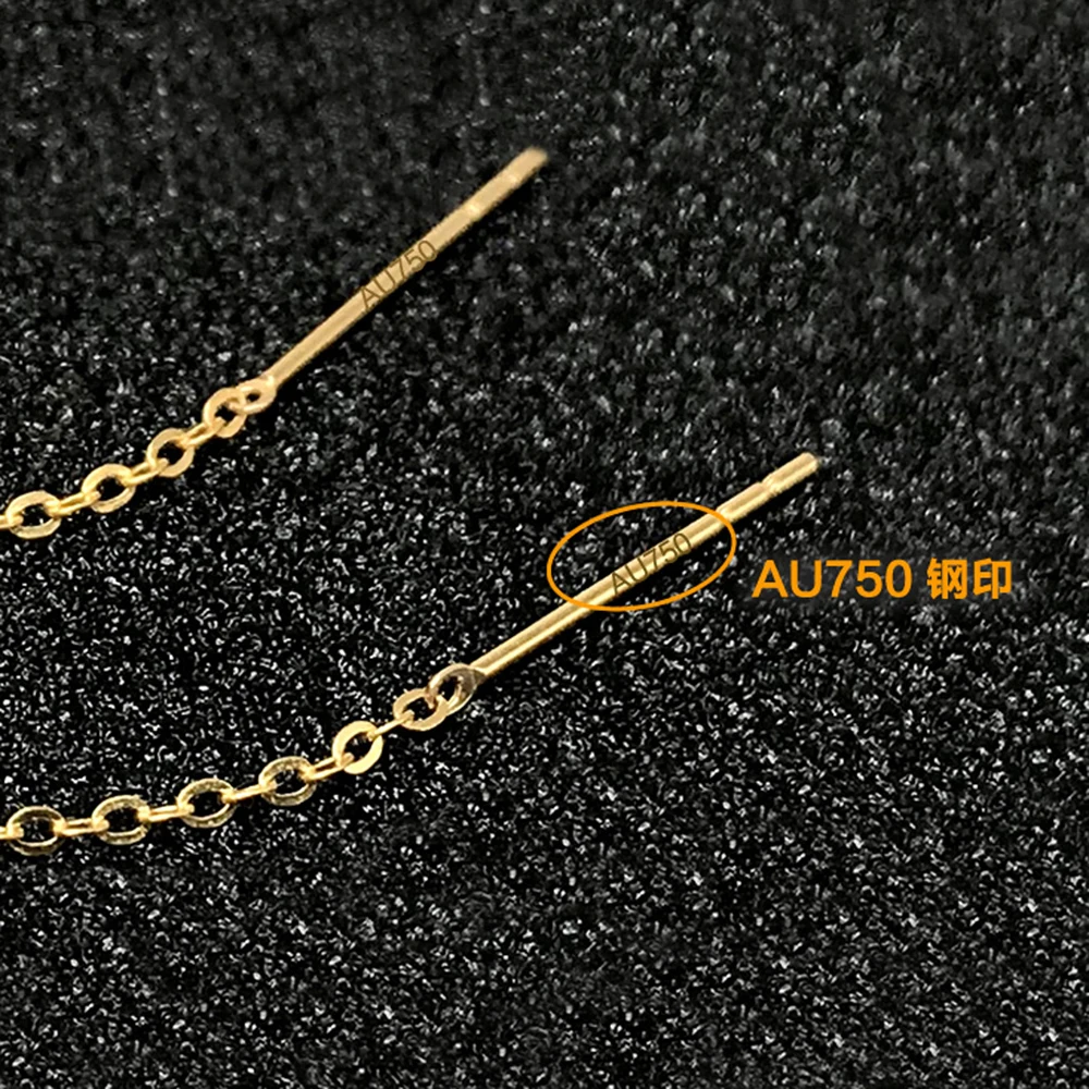 Au750 Fine Jewelry Pure 18K Yellow Gold Earrings For Women Wedding Engagement 100% Geniune 18 Karat Smooth Beads For Girl Ear - 6