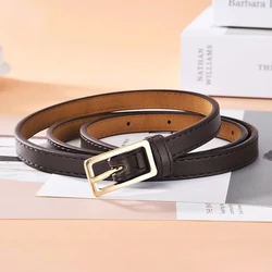 Women's Minimalist Thin Belt - High-End Authentic Casual Accessory - 100cm (Coffee)