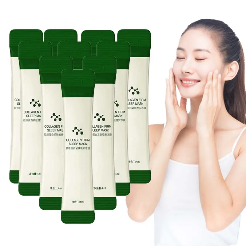 10 Bags Night Collagen Firming Sleeping Mask Hydrating Moisturizing  Repair Skin Mask Jelly No Wash Deep Anti-ageing Gel