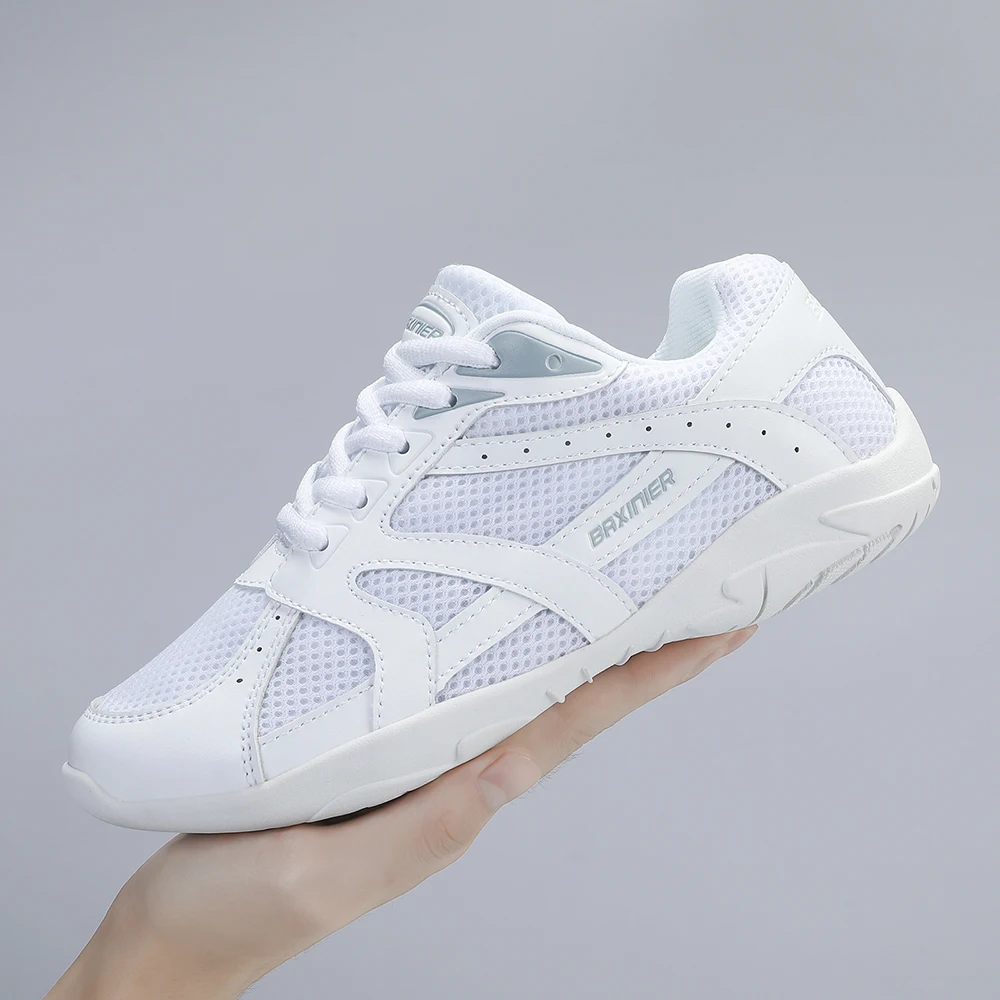BAXINIER Girls White Cheerleading Shoes Mesh Breathable Training